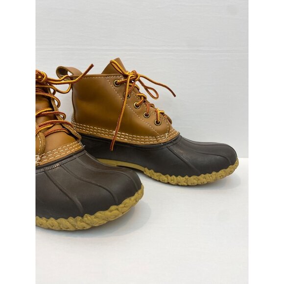 L.L. Bean 6" Duck Leather Rubber Boot Bean Boot Brown Tan Women's Size 7M - Picture 3 of 11